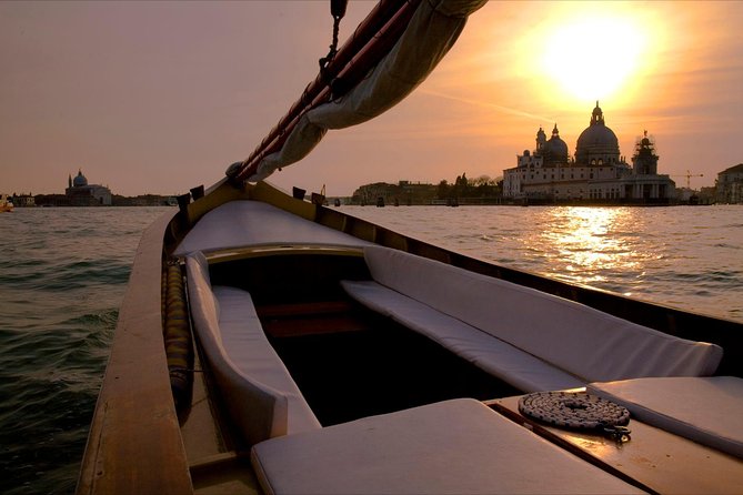 Venice Sunset Cruise by Typical Venetian Boat with Prosecco - Golden Hour on a Traditional Bragozzo or Sampierotta